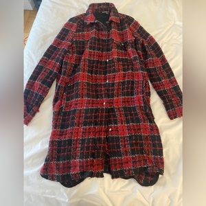 Zara trf black and red plaid light jacket